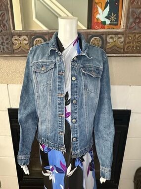 Vtg 90s TODD OLDHAM Jeans Trucker Denim Jacket Logo Button Front Women's Large